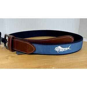 NWT- Southern Lure Men's Belt Mahi Logo Type Slate/Navy sz 36